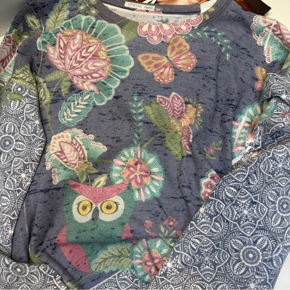 Sundance Whimsy Rose  Baby Waffle Embroidery Inspired Long Sleeve Tee Shirt - Picture 8 of 9